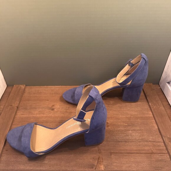 CL by Laundry Womens Blue Open Toe Block 3" Heel Pumps Size 9.5M - Picture 3 of 8